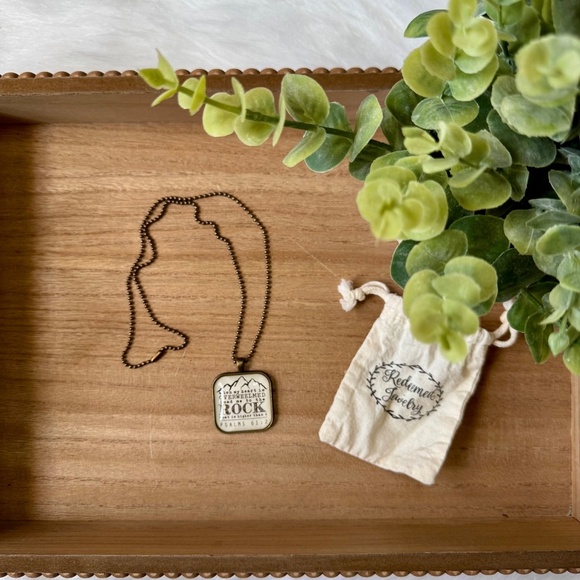 TheAdoptShoppe Psalm 61:2 Brass Glass Top Pendant Necklace & Chain - Picture 2 of 9